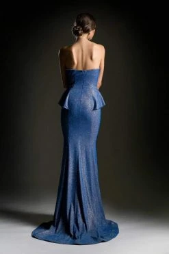 Cinderella Divine - Strapless Straight Neck Metallic Knit Dress Formal Gowns 16 Cinderella Divine - Strapless Straight Neck Metallic Knit Dress Formal Gowns