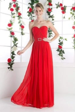 Cinderella Divine - Strapless Twined Front Chiffon Long Evening Gown Formal Gowns