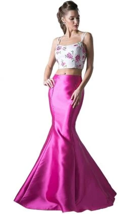 Cinderella Divine - Two Piece Floral Mermaid Evening Dress