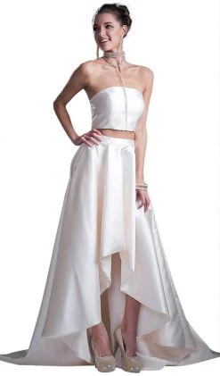 Cinderella Divine - Two-piece Strapless High Low Evening Gown