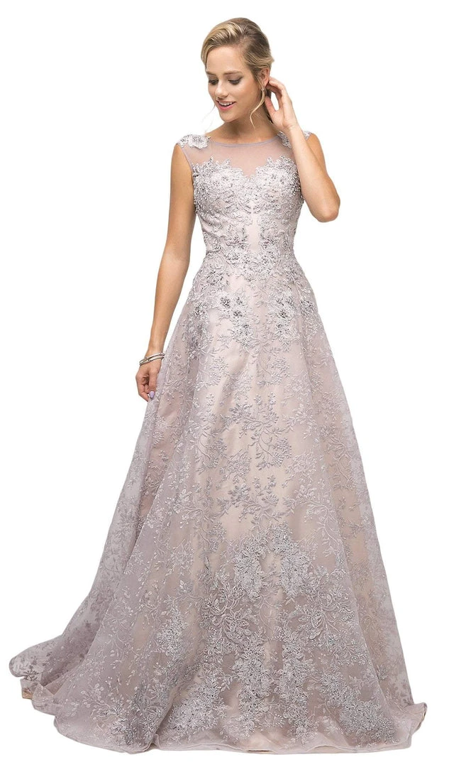 Cinderella Divine - UE003 Embellished Bateau A-line Gown 3 Cinderella Divine - UE003 Embellished Bateau A-line Gown