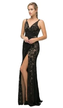 Cinderella Divine - UK010 Sleeveless Illusion Sheer Lace Sheath Dress