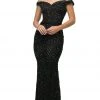 Formal Gowns Cinderella Divine - UK012 Off Shoulder Beaded Lace Ornate Sheath Gown