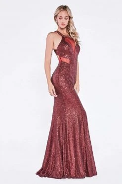 Formal Gowns Cinderella Divine - UR133 Illusion Cutout Allover Sequin Mermaid Gown