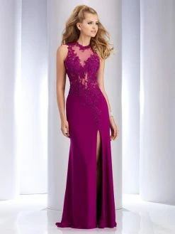 Clarisse - 2503 Embellished Illusion Jewel Sheath Dress Formal Gowns