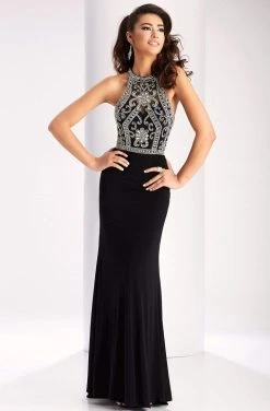 Clarisse - 2807 Crystal Festooned Halter Gown