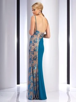 Clarisse - 2817 Sequined Contrast Panel Gown