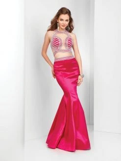 Formal Gowns Clarisse - 3410 Embellished Illusion Halter Mermaid Dress