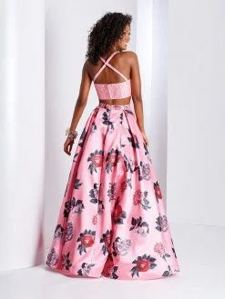 Clarisse - 3420 Two-Piece Square Neck Lace And Floral Evening Gown