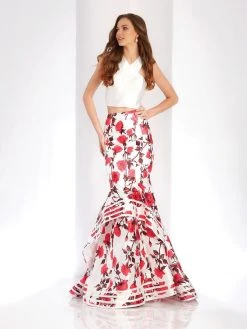 Clarisse - 3422 Two-Piece Halter Mikado Mermaid Gown Formal Gowns