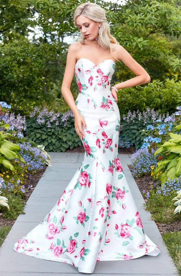 Clarisse - 3424 Strapless Floral Mermaid Gown 3 Clarisse - 3424 Strapless Floral Mermaid Gown