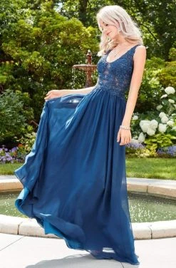 Clarisse - 3431 Lace Scoop A-line Dress