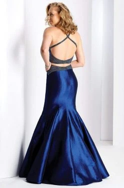 Clarisse - 3475 Two Piece Beaded Halter Mermaid Dress Formal Gowns