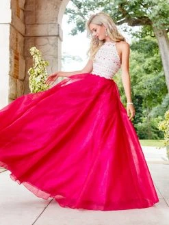 Formal Gowns Clarisse - 3507 Halter Neck Lace Novelty Ballgown