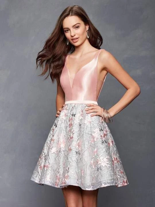 Cocktail Dresses Clarisse - 3614 Plunging V-Neck Fitted A-Line Dress 3 Cocktail Dresses Clarisse - 3614 Plunging V-Neck Fitted A-Line Dress