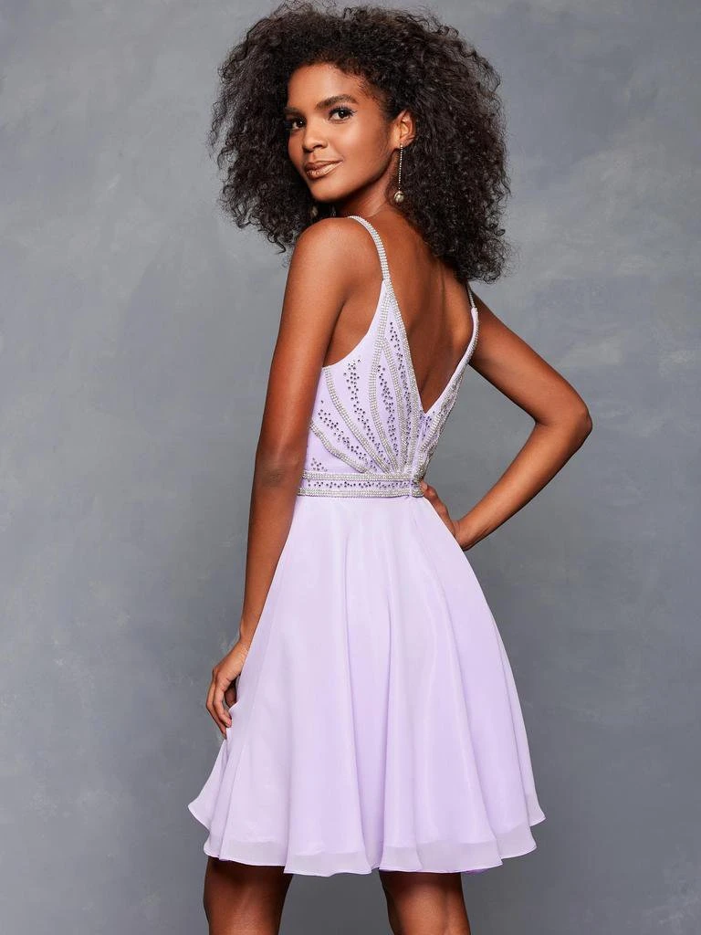 Cocktail Dresses Clarisse - 3621 Beaded Plunging V-neck Chiffon A-line Dress 4 Cocktail Dresses Clarisse - 3621 Beaded Plunging V-neck Chiffon A-line Dress