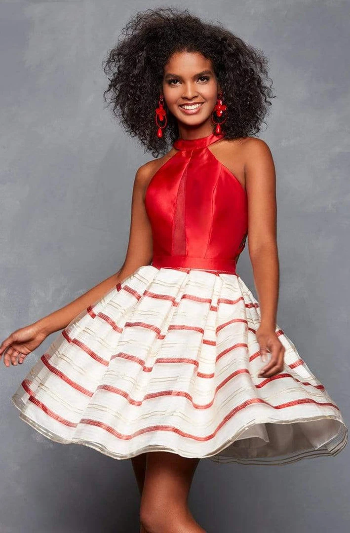 Clarisse - 3632 High Halter Mikado Organza A-line Dress Cocktail Dresses 3 Clarisse - 3632 High Halter Mikado Organza A-line Dress Cocktail Dresses