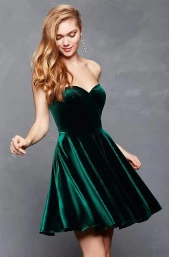 Clarisse - 3652 Strapless Velvet Sweetheart A-line Dress