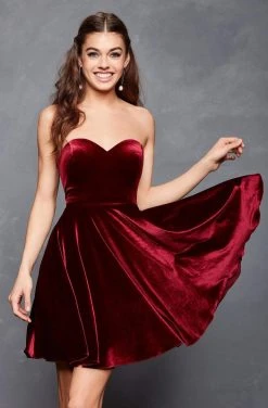 Clarisse - 3652 Strapless Velvet Sweetheart A-line Dress