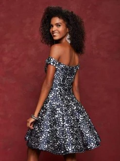 Clarisse - 3677 Tonal Beaded Laser Cut Mikado A-line Dress Cocktail Dresses