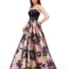 Clarisse - 3718 Strapless Floral Print A-Line Gown