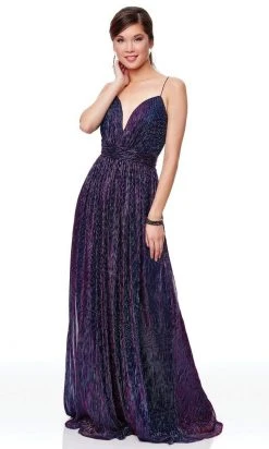 Clarisse - 3727 Plunging V-neck A-line Dress With Train