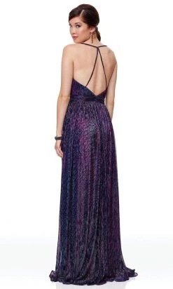 Clarisse - 3727 Plunging V-neck A-line Dress With Train