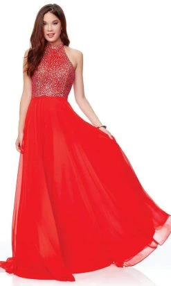 Clarisse - 3750 Rhinestone-Studded High Halter Chiffon Gown Formal Gowns