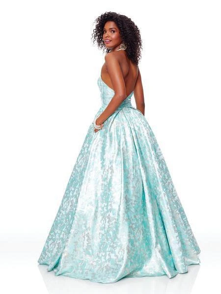 Clarisse - 3767 Plunging Halter V-neck Brocade A-line Dress 4 Clarisse - 3767 Plunging Halter V-neck Brocade A-line Dress