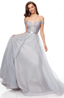 Clarisse - 3785 Lace Off-Shoulder A-Line Evening Dress Formal Gowns