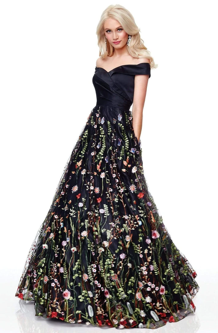 Formal Gowns Clarisse - 3803 Floral Embroidered Off-Shoulder A-Line Gown 3 Formal Gowns Clarisse - 3803 Floral Embroidered Off-Shoulder A-Line Gown