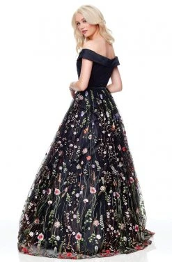 Formal Gowns Clarisse - 3803 Floral Embroidered Off-Shoulder A-Line Gown 5 Formal Gowns Clarisse - 3803 Floral Embroidered Off-Shoulder A-Line Gown