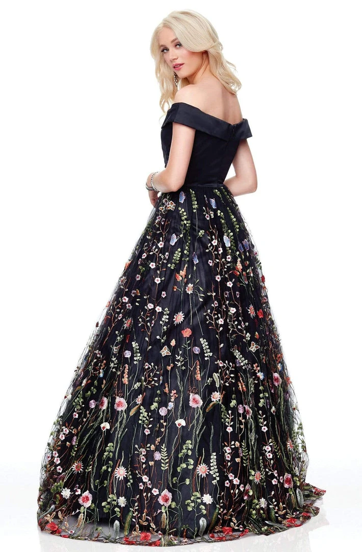 Formal Gowns Clarisse - 3803 Floral Embroidered Off-Shoulder A-Line Gown 4 Formal Gowns Clarisse - 3803 Floral Embroidered Off-Shoulder A-Line Gown