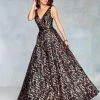 Clarisse - 3804 Plunging V-Neck Floral Evening Dress Formal Gowns 2 Clarisse - 3804 Plunging V-Neck Floral Evening Dress Formal Gowns