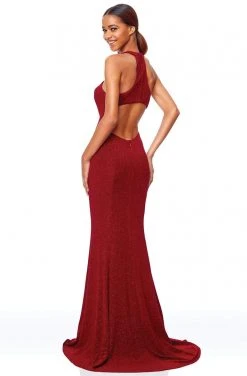 Clarisse - 3830 High Halter Glitter Jersey High Slit Gown Formal Gowns 7 Clarisse - 3830 High Halter Glitter Jersey High Slit Gown Formal Gowns