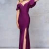 Formal Gowns Clarisse - 3846 Fitted Jersey Evening Gown With Slit