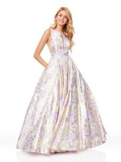 Formal Gowns Clarisse - 3868 Sleeveless Bateau Brocade Ballgown