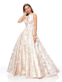 Formal Gowns Clarisse - 3868 Sleeveless Bateau Brocade Ballgown