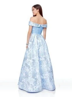 Formal Gowns Clarisse - 3872 Off-Shoulder Floral Brocade A-Line Gown