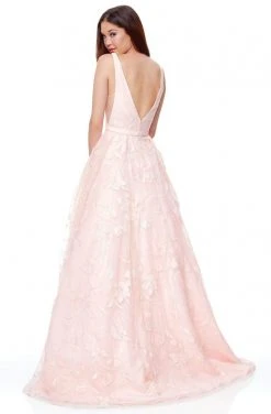 Formal Gowns Clarisse - 3876 Floral Embroidered Plunging A-Line Gown