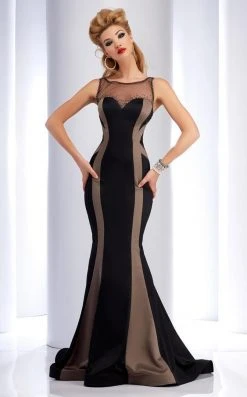Clarisse - 4737 Fitted Sheer Striped Trumpet Gown Formal Gowns