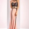Formal Gowns Clarisse - 4815 Halter Contrast Lace Evening Gown
