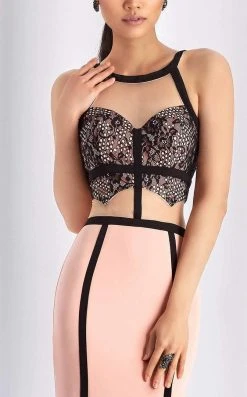 Formal Gowns Clarisse - 4815 Halter Contrast Lace Evening Gown 8 Formal Gowns Clarisse - 4815 Halter Contrast Lace Evening Gown