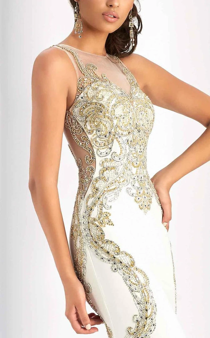 Formal Gowns Clarisse - 4853 Gilded Glittering Illusion Evening Gown 5 Formal Gowns Clarisse - 4853 Gilded Glittering Illusion Evening Gown