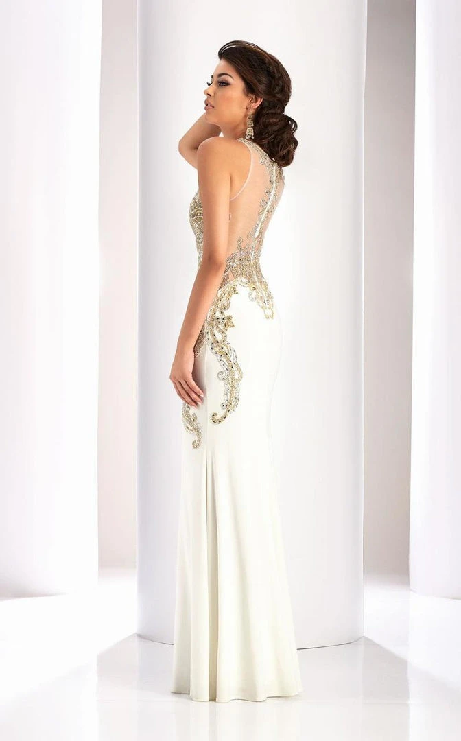 Formal Gowns Clarisse - 4853 Gilded Glittering Illusion Evening Gown 4 Formal Gowns Clarisse - 4853 Gilded Glittering Illusion Evening Gown