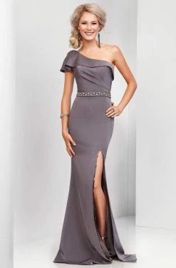 Clarisse - 4929 Butterfly Sleeve Asymmetrical Long Gown Formal Gowns