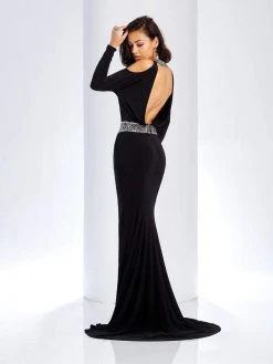Formal Gowns Clarisse - 4946 Beaded Long Sleeves Slit Evening Gown