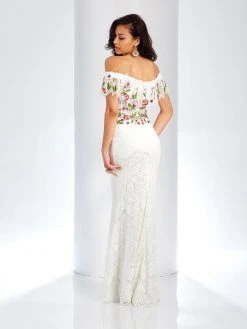 Clarisse - 4954 Embroidered Floral Off-Shoulder Gown Formal Gowns