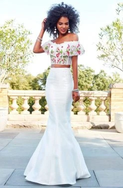 Clarisse - 4955 Two Piece Multi-Color Embroidered Mermaid Dress Formal Gowns