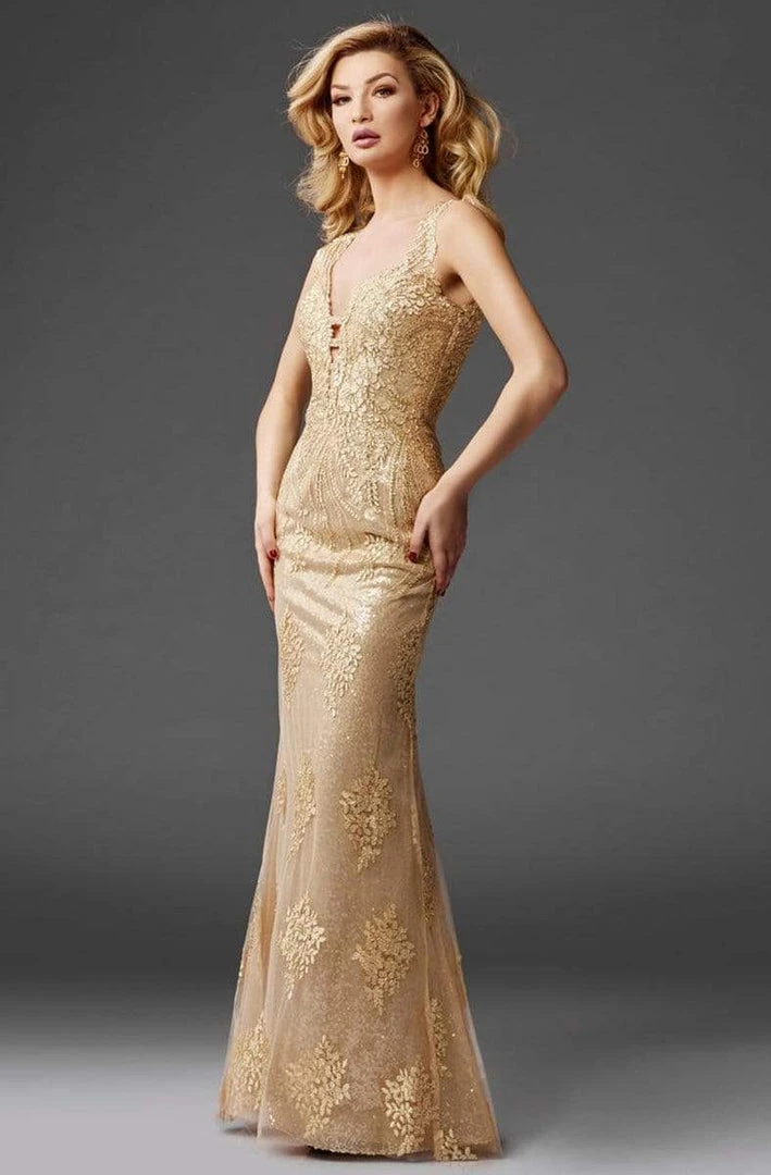 Clarisse - 4961 Embellished Deep V-neck Sheath Dress Formal Gowns 3 Clarisse - 4961 Embellished Deep V-neck Sheath Dress Formal Gowns